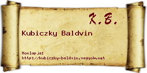 Kubiczky Baldvin névjegykártya